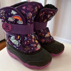 Kamik size 10 Purple Kids' Boots unicorn, stars and clouds